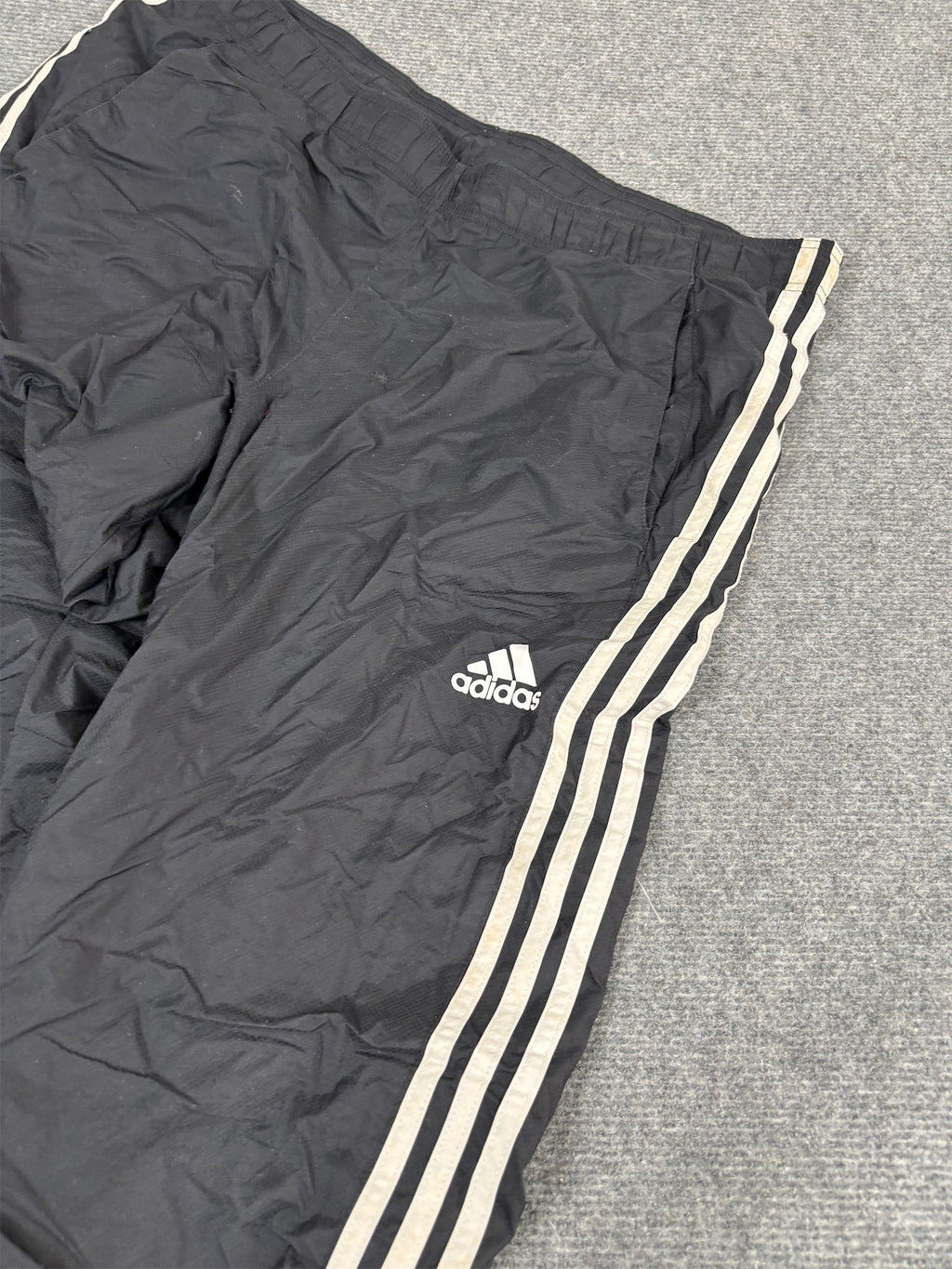 Classic Adidas Track Pants Men's L Black White 3 Stripe Joggers