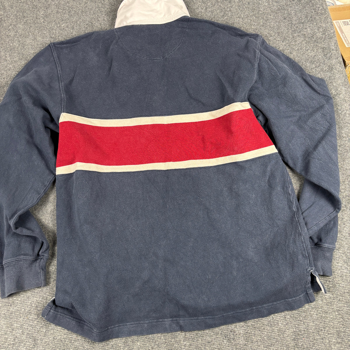 Vintage Gap Rugby Polo Men's Large Navy Red Stripe Faded Heavy Cotton Old Money Style