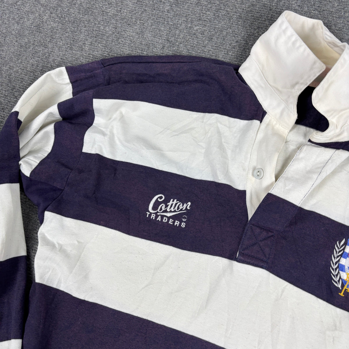 Vintage 90s Cotton Traders Auckland Rugby Union Shirt Men's Large Blue White Rare Rugby Polo