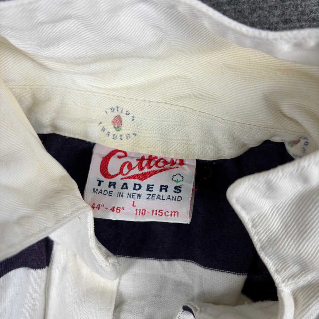 Vintage 90s Cotton Traders Auckland Rugby Union Shirt Men's Large Blue White Rare Rugby Polo