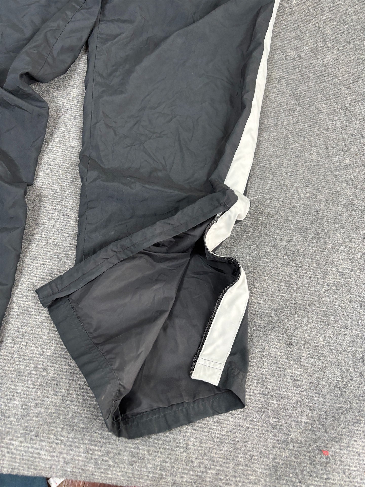 Y2K/10s Nike Track Pants Men's M Black White Panel Swoosh Joggers Wide Leg