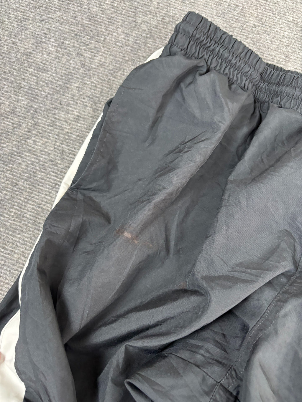 Y2K/10s Nike Track Pants Men's M Black White Panel Swoosh Joggers Wide Leg