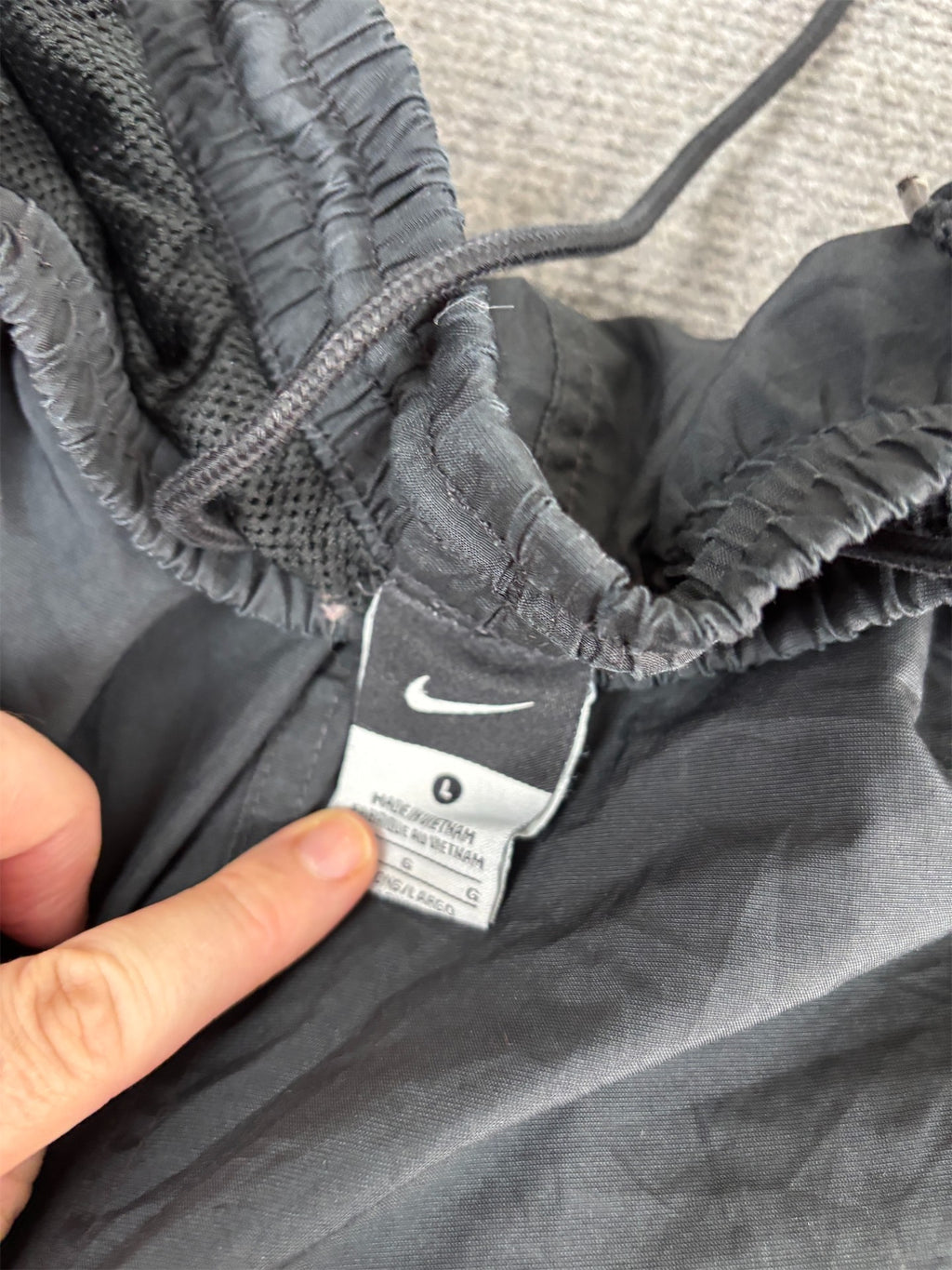 Y2K/10s Nike Track Pants Men's M Black White Panel Swoosh Joggers Wide Leg