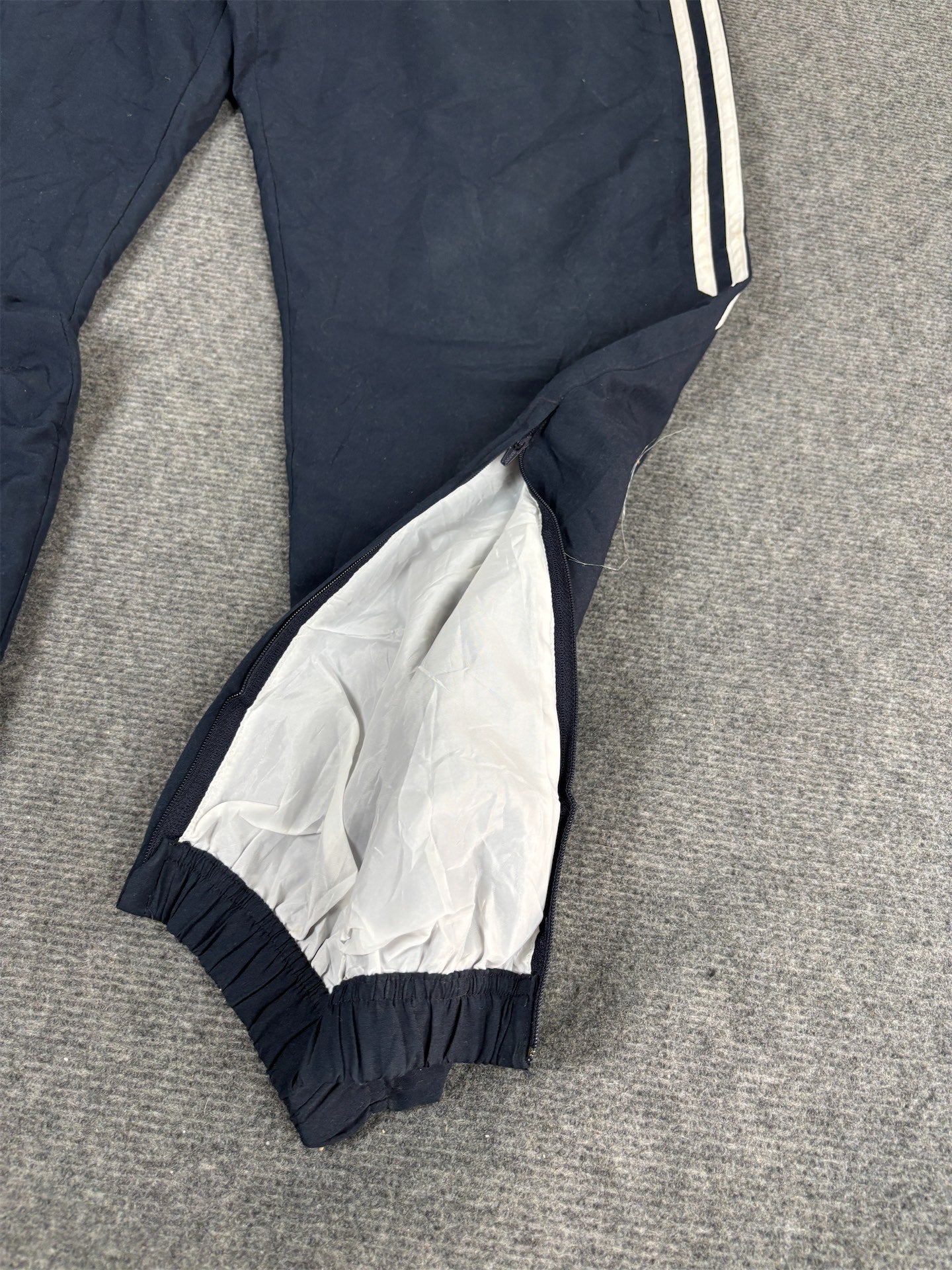 Vintage Y2K Adidas Track Pants Men's M Navy Hip Logo 3 Stripe Cuffed Joggers