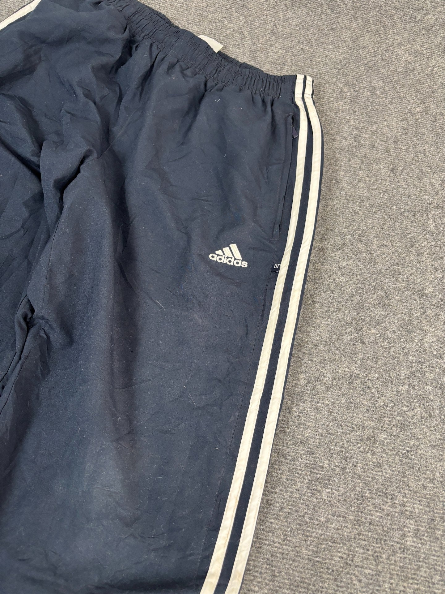 Vintage Y2K Adidas Track Pants Men's M Navy Hip Logo 3 Stripe Cuffed Joggers