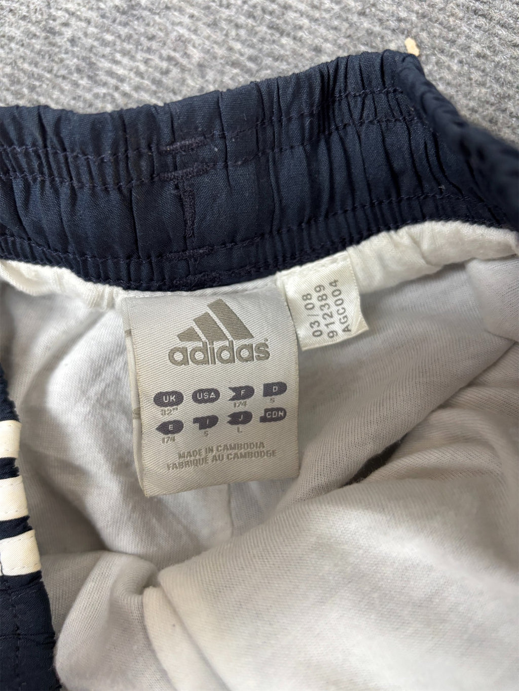 Vintage Y2K Adidas Track Pants Men's M Navy Hip Logo 3 Stripe Cuffed Joggers