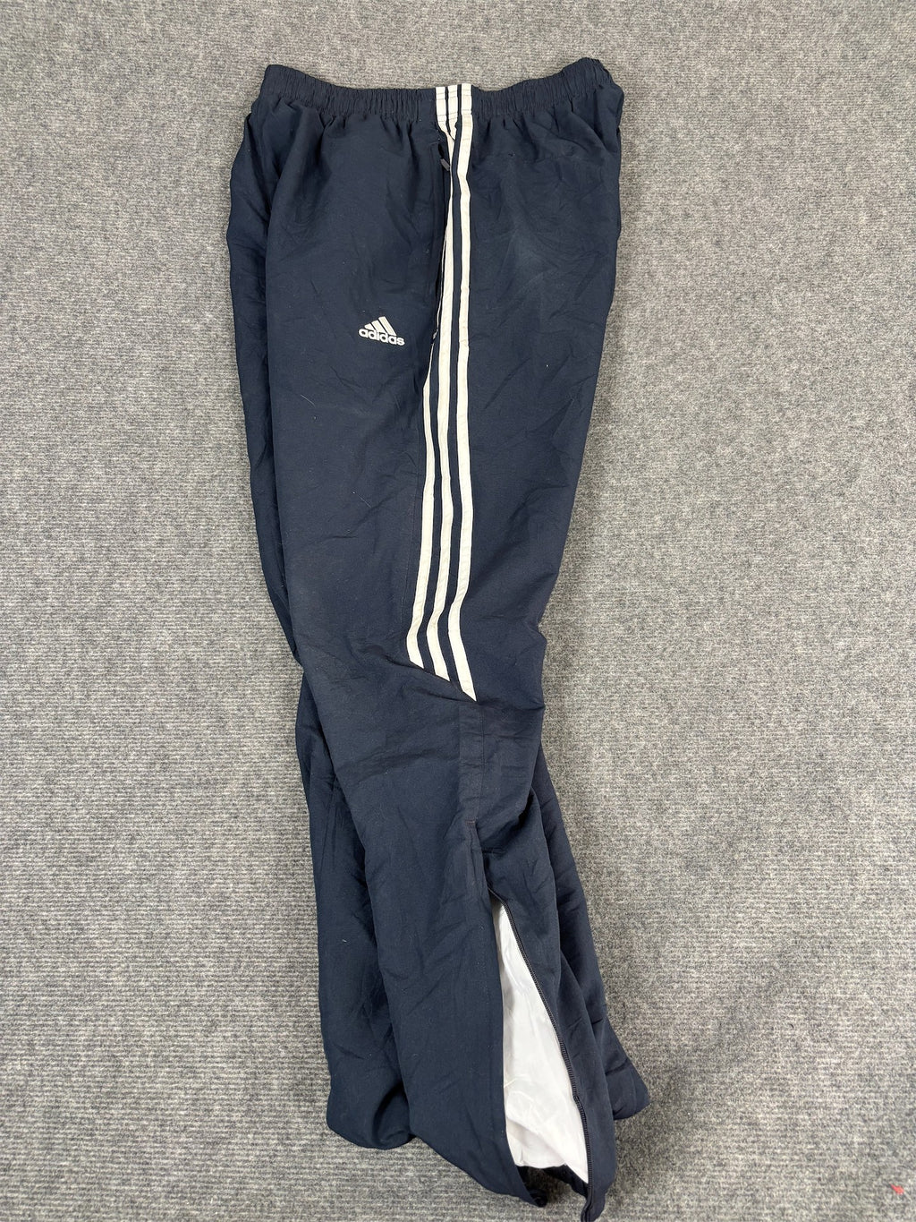 Vintage Y2K Adidas Track Pants Men's M Navy Hip Logo 3 Stripe Cuffed Joggers