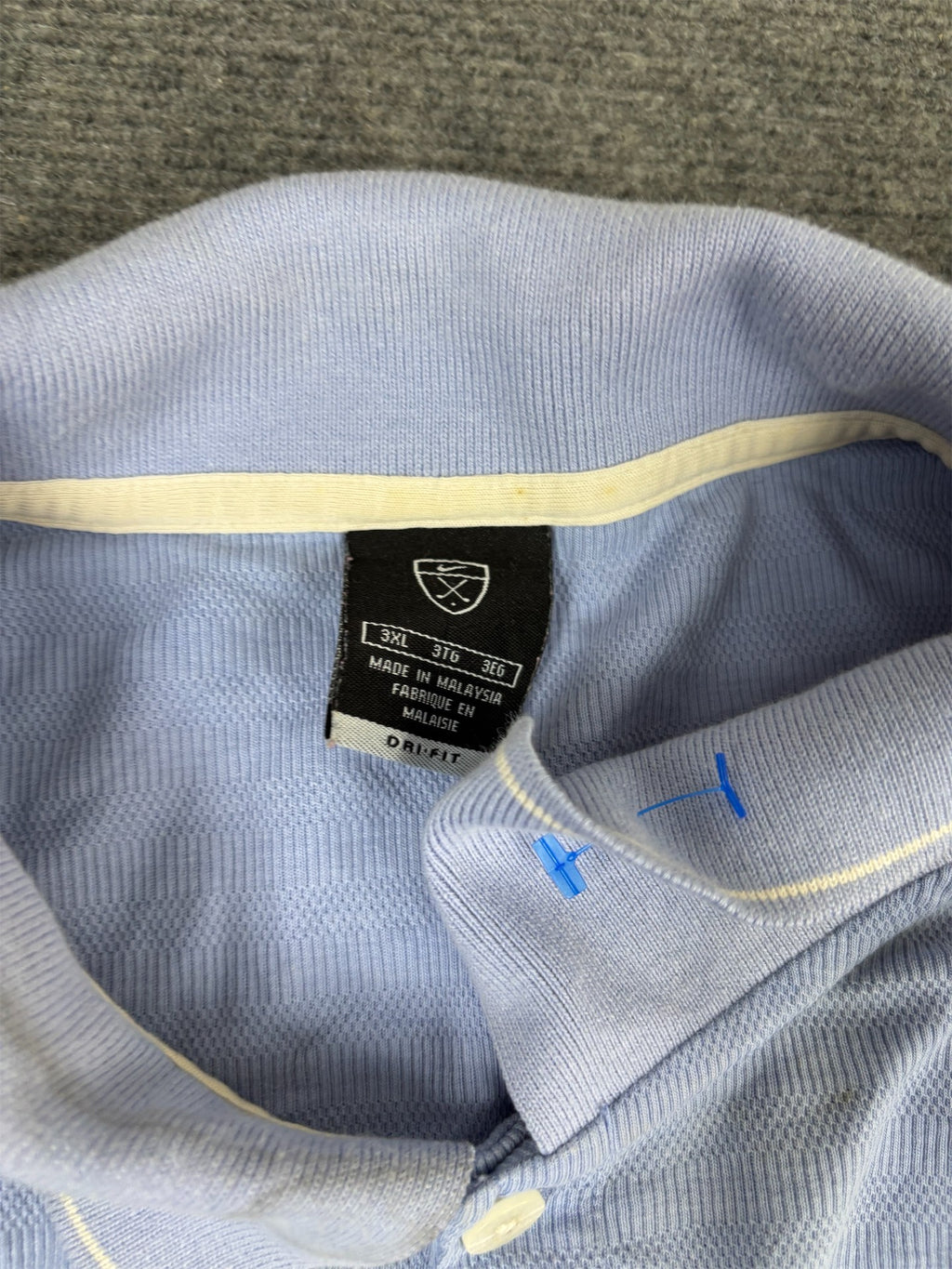 Vintage 90's Nike Golf Polo Men's XXL Blue Textured White Swoosh Shirt Collared