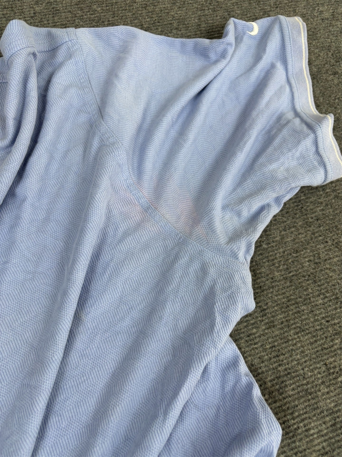 Vintage 90's Nike Golf Polo Men's XXL Blue Textured White Swoosh Shirt Collared