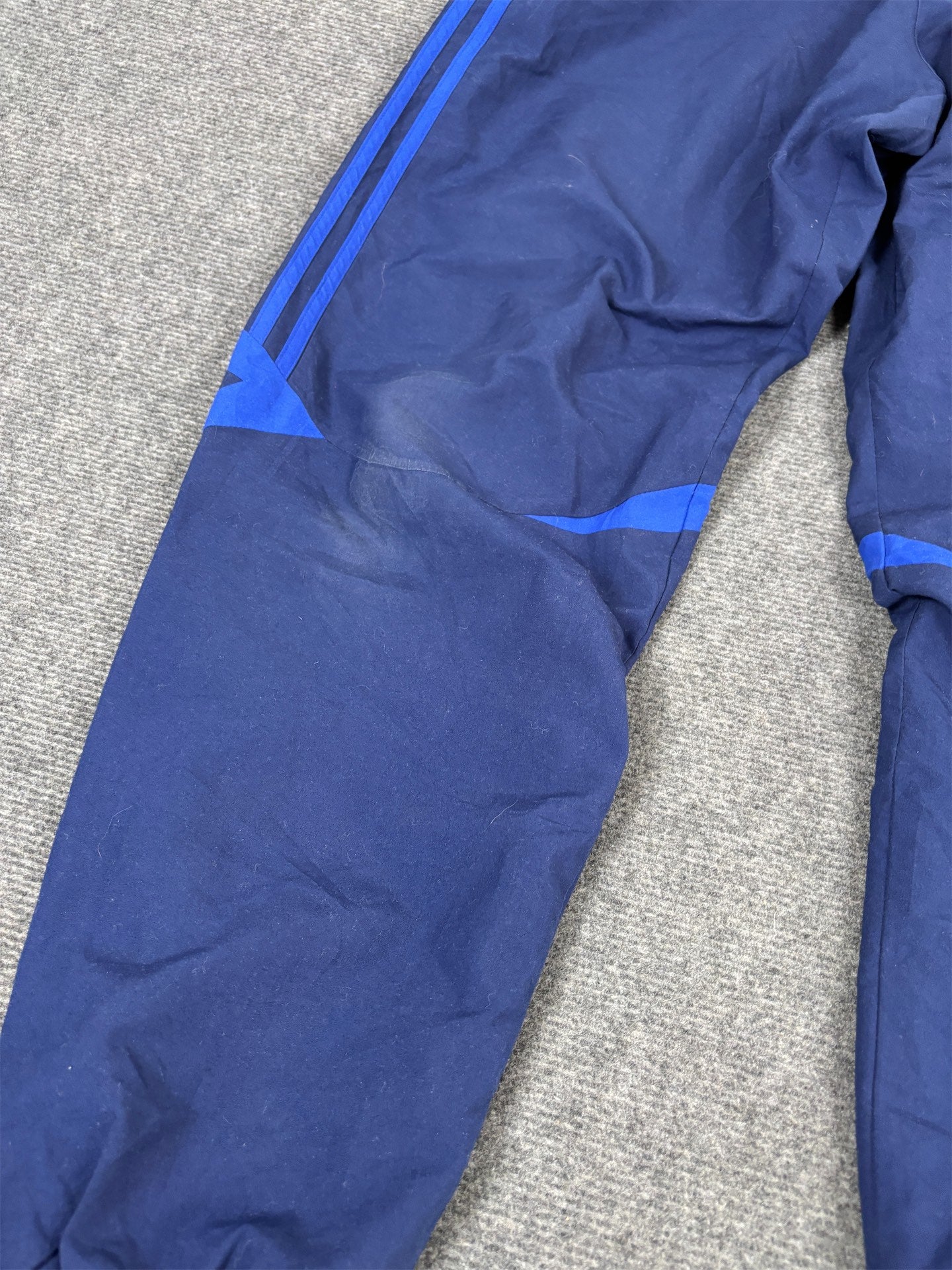 Vintage Y2K Adidas Track Pants Men's L Blue Hip Logo 3 Stripe Joggers Tapered
