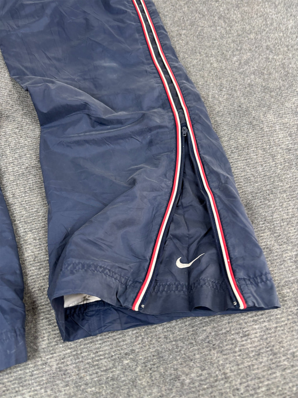 Vintage Y2K Nike Track Pants Men's L Navy Red White Piping Ankle Swoosh Joggers