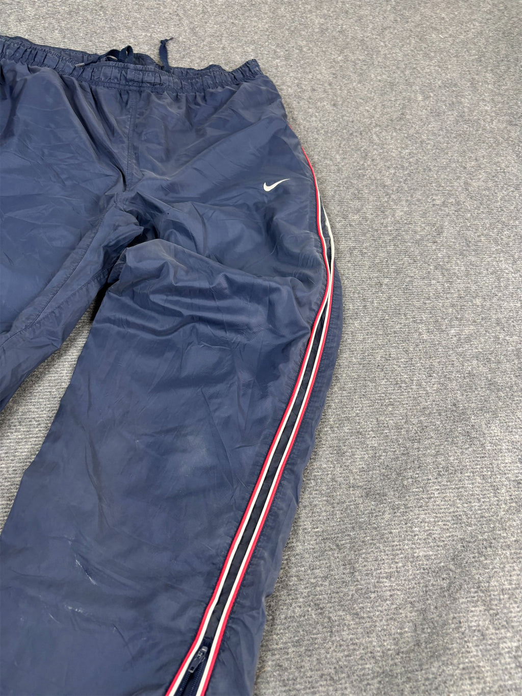 Vintage Y2K Nike Track Pants Men's L Navy Red White Piping Ankle Swoosh Joggers