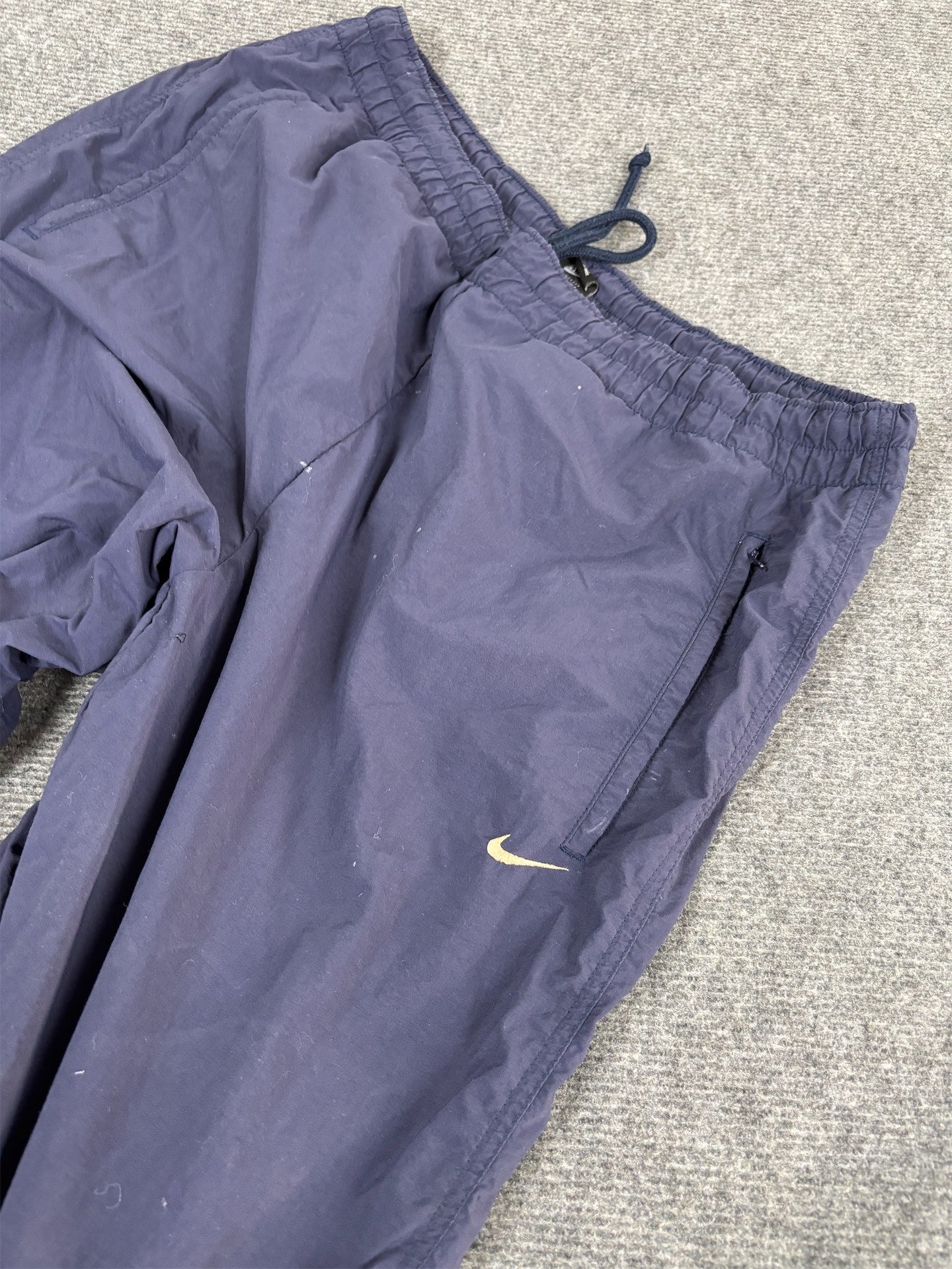 Vintage 90's Nike Track Pants Men's L Navy White Swoosh Joggers Straight