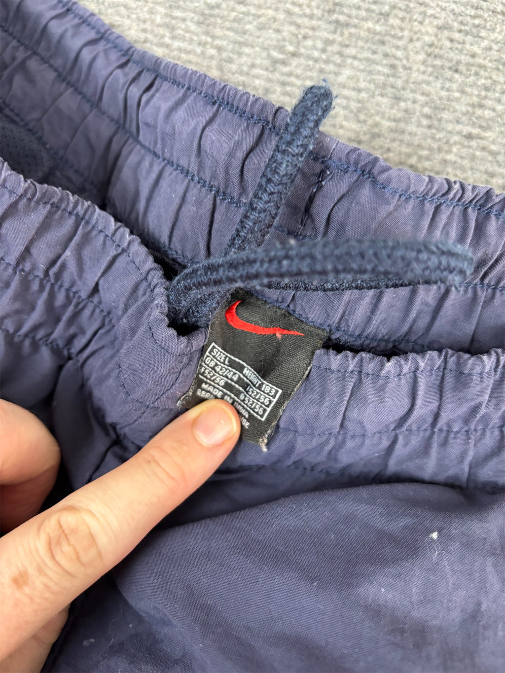 Vintage 90's Nike Track Pants Men's L Navy White Swoosh Joggers Straight