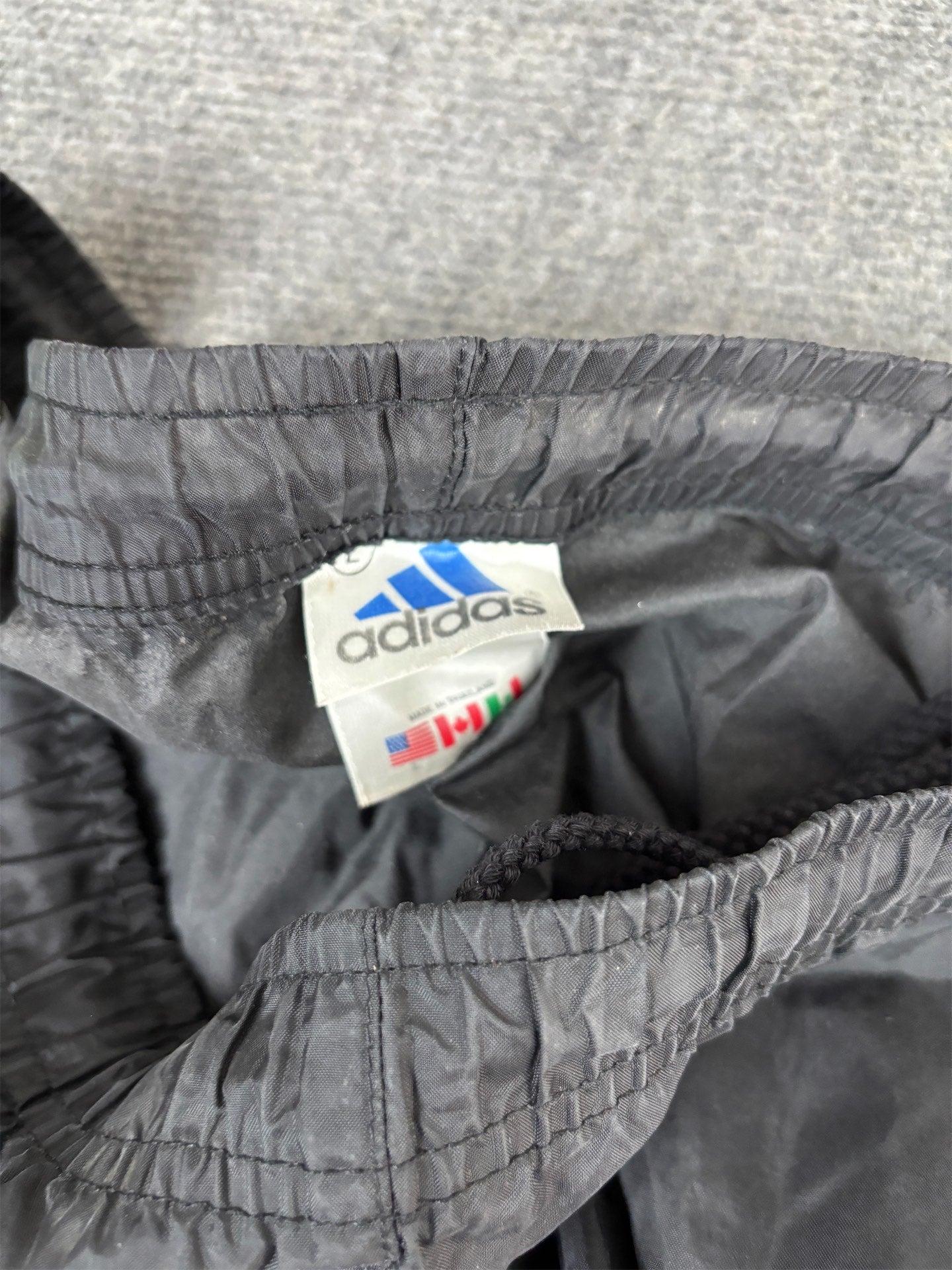 Vintage Y2K Adidas Track Pants Men's L Black Green 3 Stripe Joggers Baggy