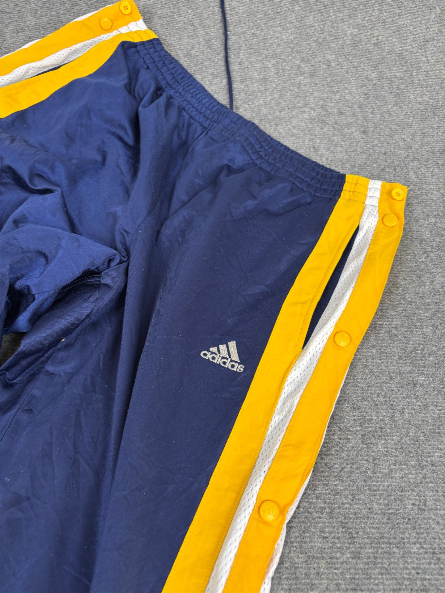 Vintage 90's Adidas Track Pants Men's XL Blue Yellow White Mesh Tear Away Joggers
