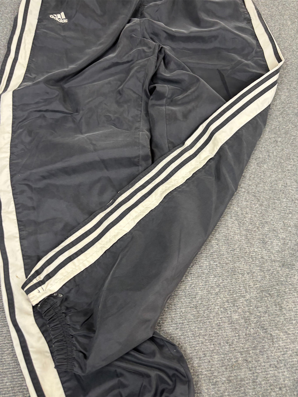 Vintage Y2K Adidas Track Pants Men's XL Black White 3 Stripe Joggers Wide Leg