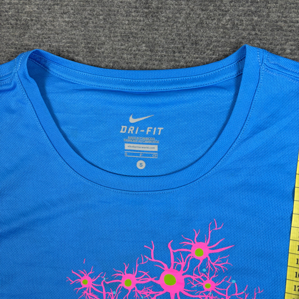 Nike Dri-FIT Running T-shirt Women's Small Blue Marathon Top Petite Activewear