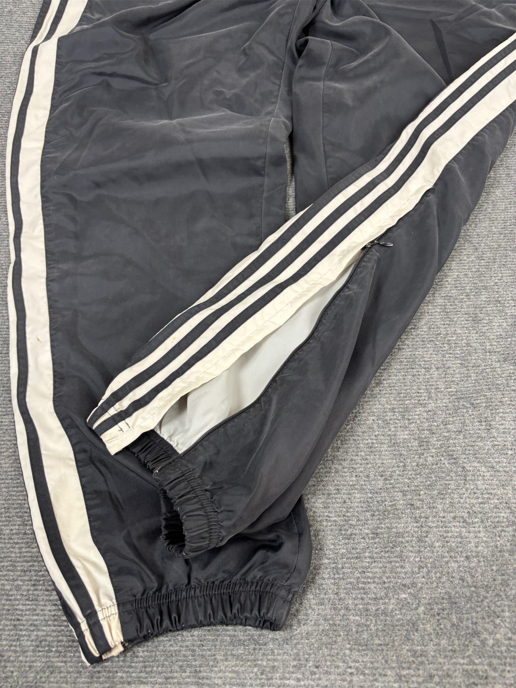 Vintage Y2K Adidas Track Pants Men's XL Black White 3 Stripe Joggers Wide Leg