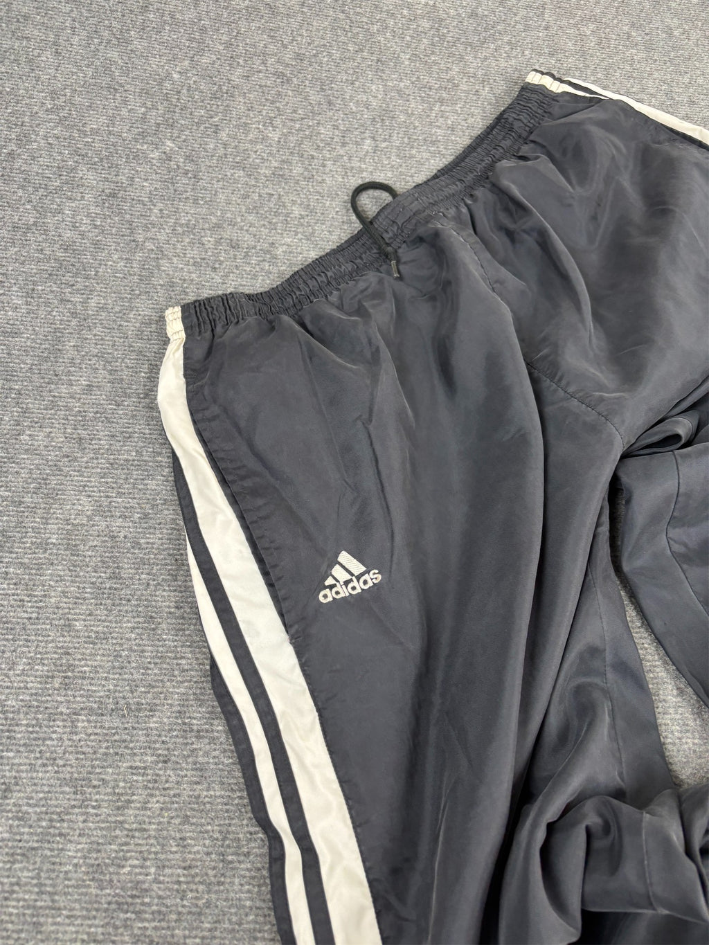 Vintage Y2K Adidas Track Pants Men's XL Black White 3 Stripe Joggers Wide Leg