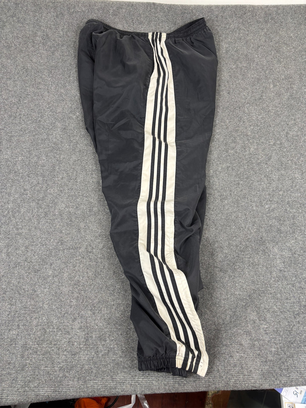 Vintage Y2K Adidas Track Pants Men's XL Black White 3 Stripe Joggers Wide Leg