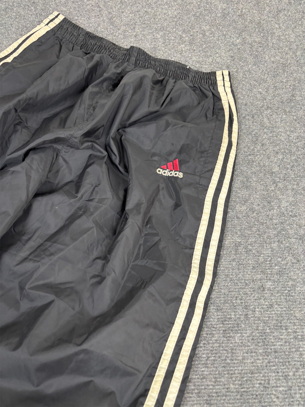 Vintage Y2K Adidas Track Pants Men's S Black White 3 Stripe Tear Away Joggers Wide Leg