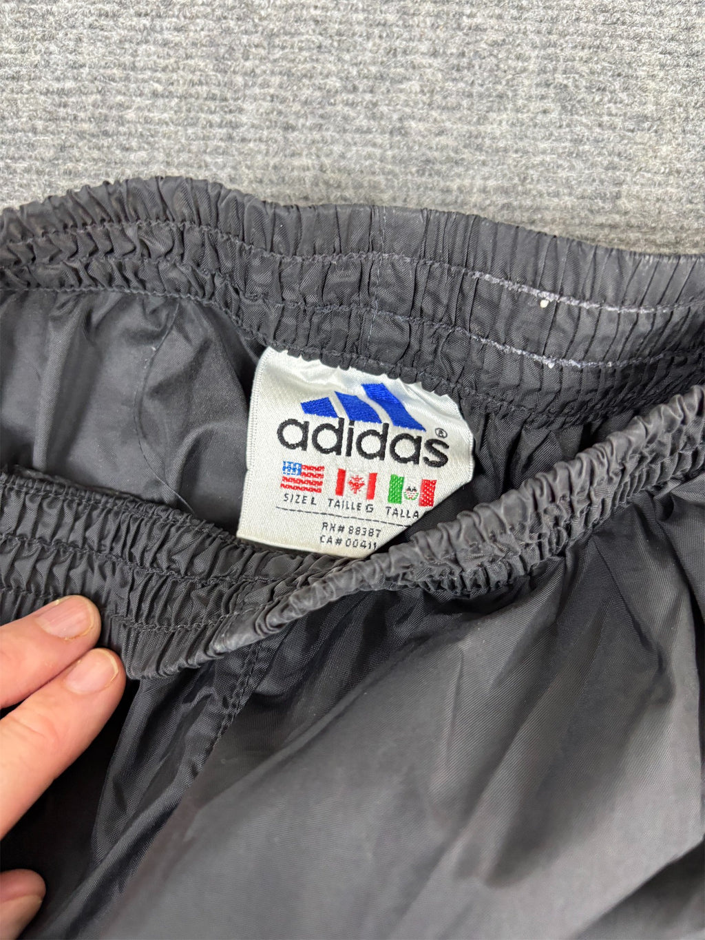 Vintage Y2K Adidas Track Pants Men's S Black White 3 Stripe Tear Away Joggers Wide Leg