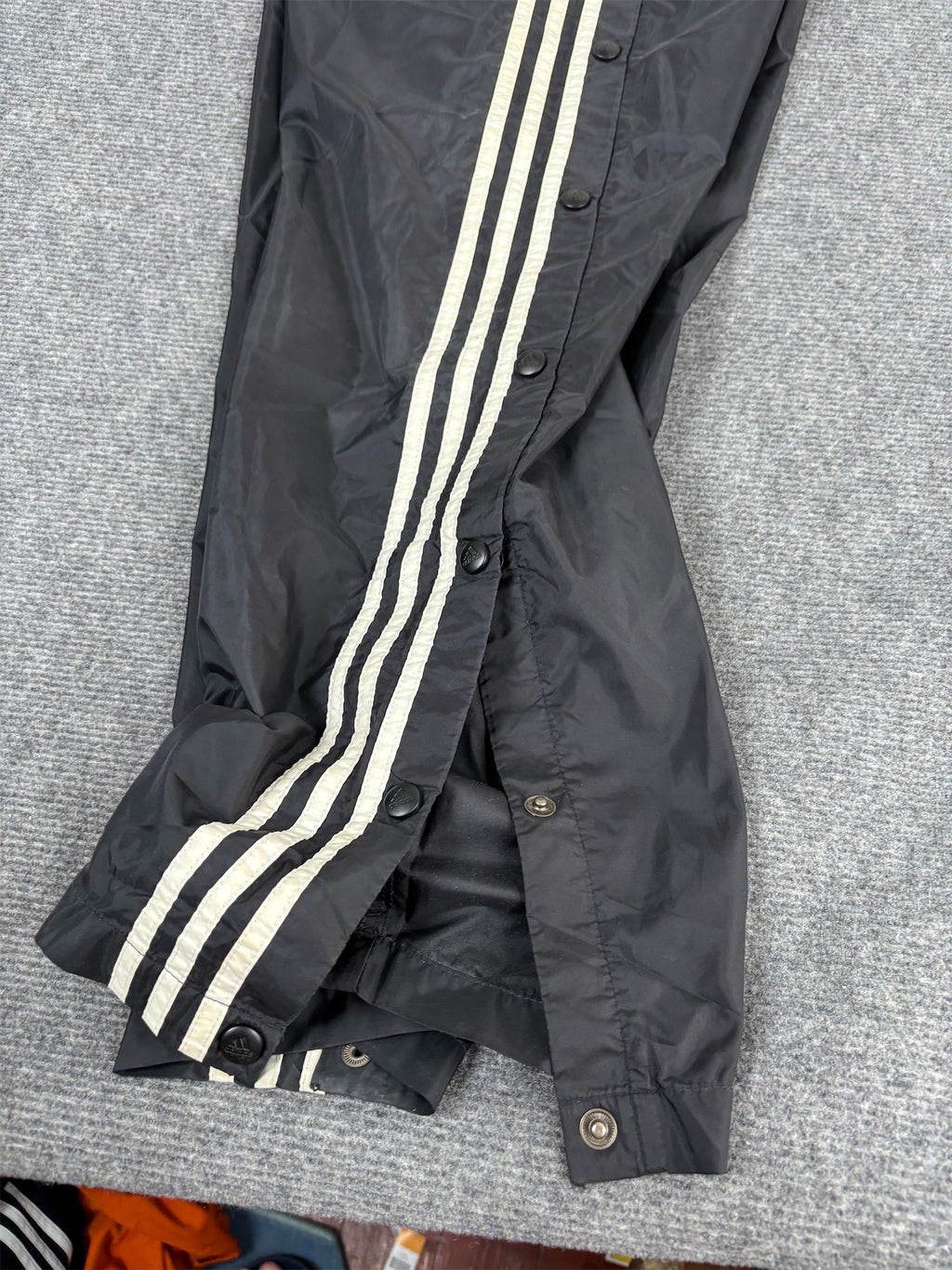 Vintage Y2K Adidas Track Pants Men's S Black White 3 Stripe Tear Away Joggers Wide Leg