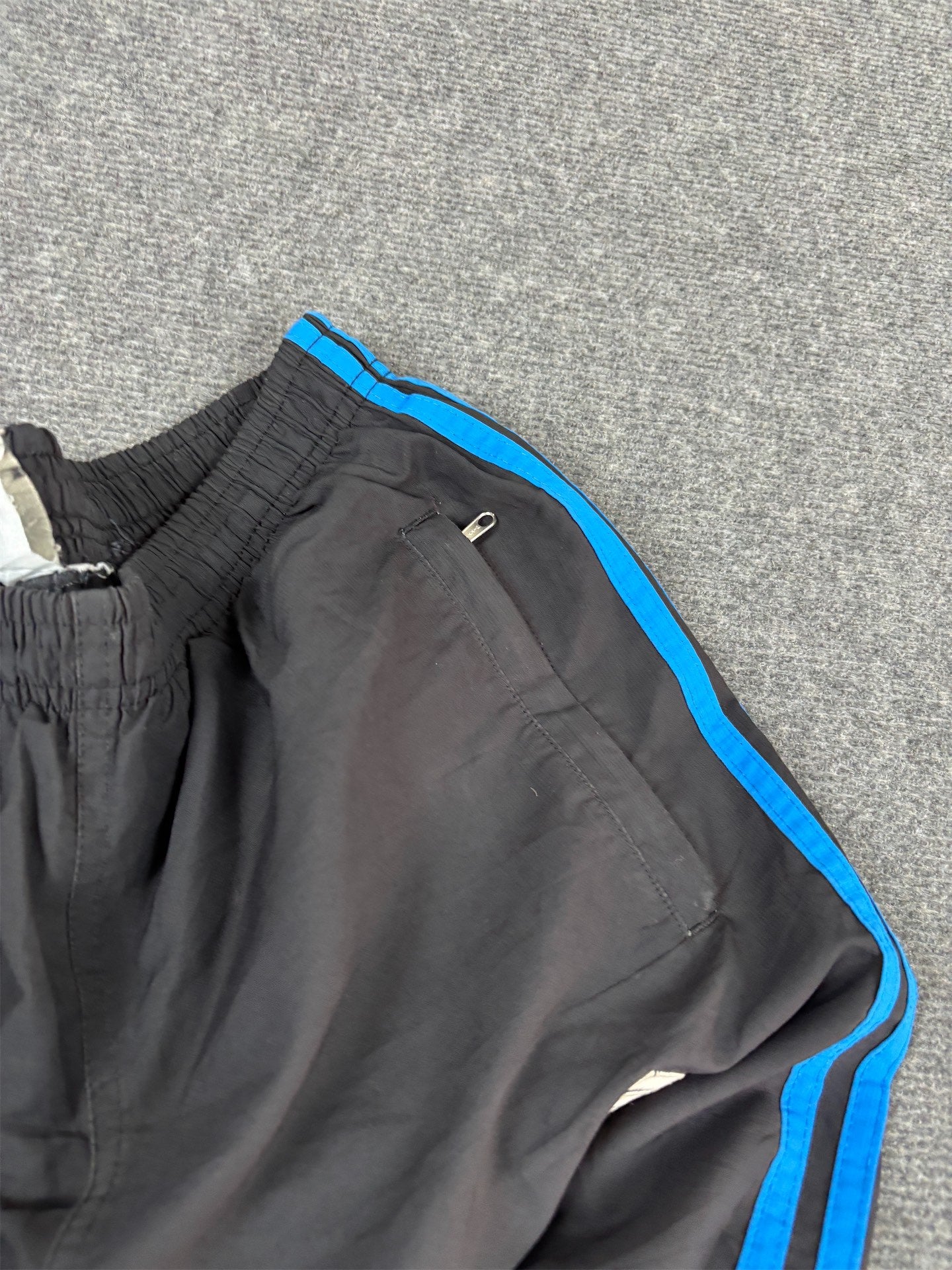 Vintage Y2K Adidas Track Pants Men's S Black Blue 3 Stripe Mesh Panel Joggers Wide Leg