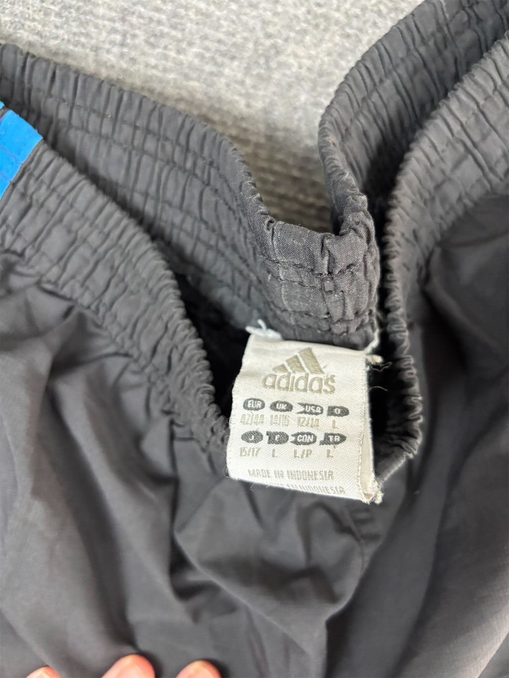 Vintage Y2K Adidas Track Pants Men's S Black Blue 3 Stripe Mesh Panel Joggers Wide Leg