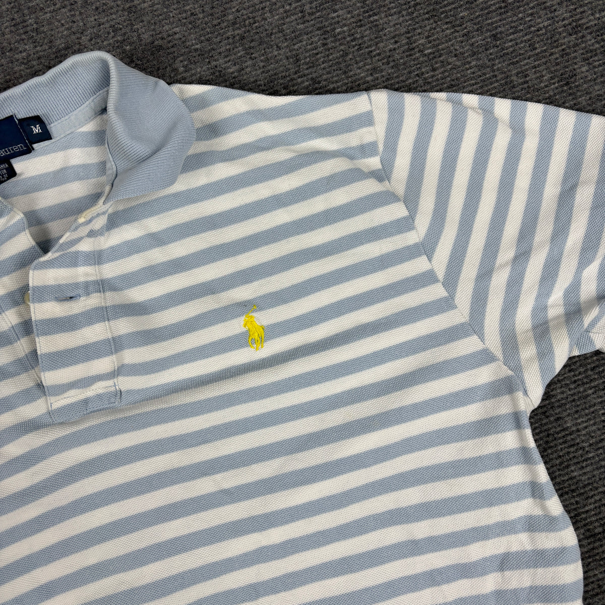 Vintage 90s Polo Ralph Lauren Polo Shirt Men's Medium Striped Small Pony Golf Core