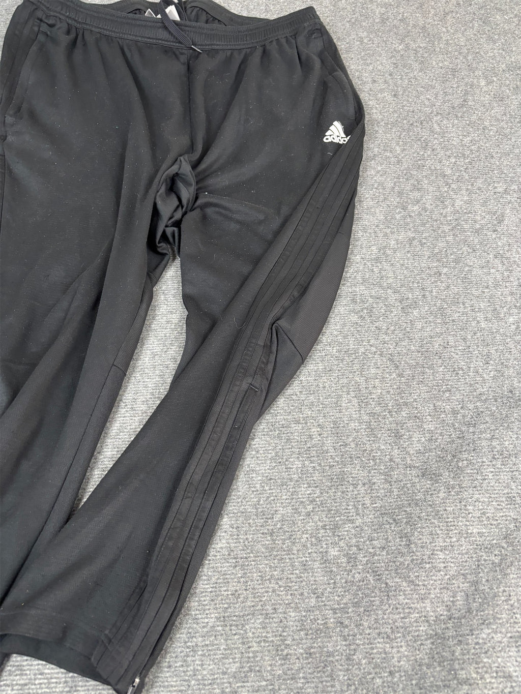 Vintage Y2K Adidas Track Pants Men's XL Black 3 Stripe Logo Mesh Texutre Jogger Tapered