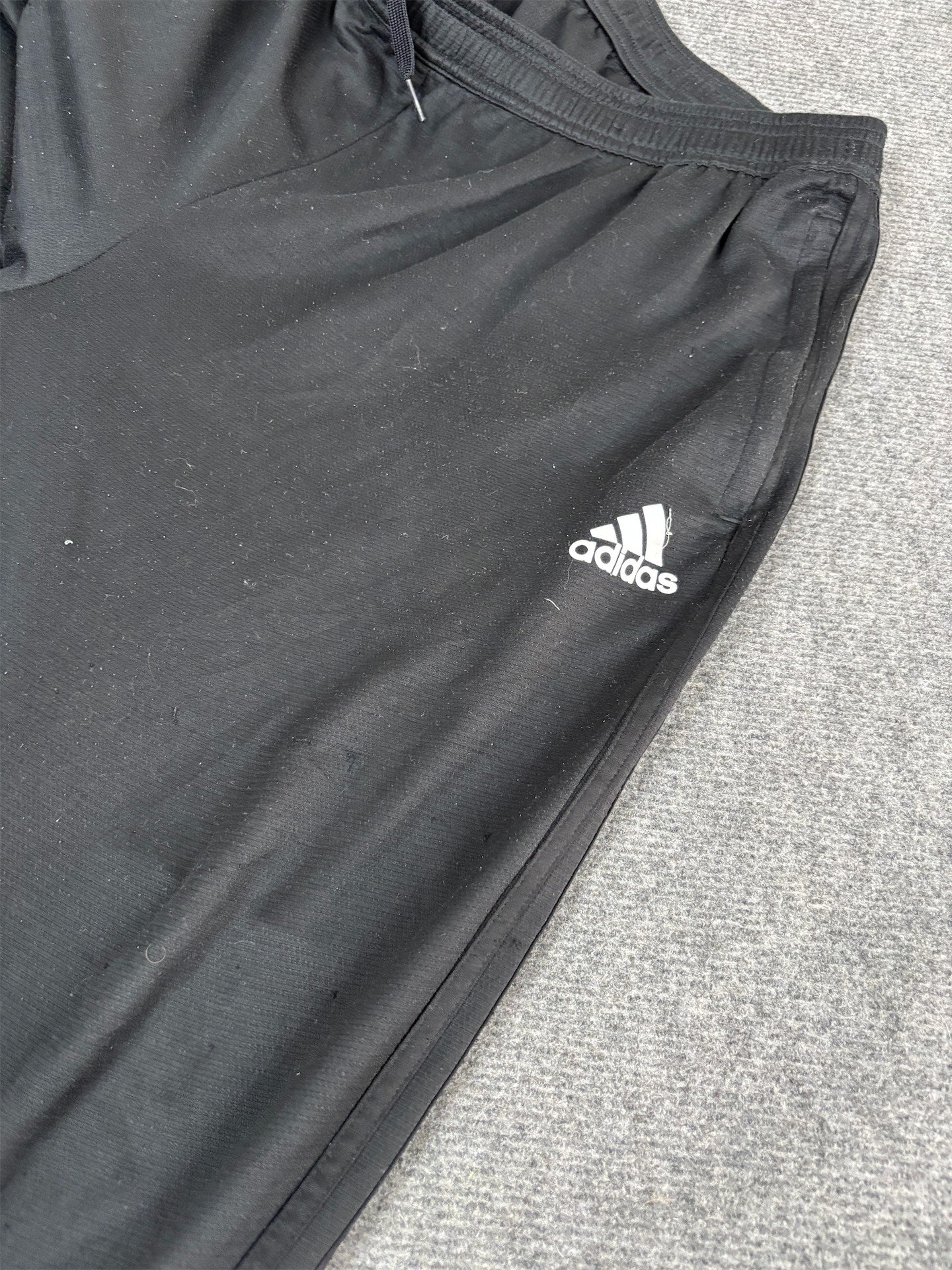 Vintage Y2K Adidas Track Pants Men's XL Black 3 Stripe Logo Mesh Texutre Jogger Tapered