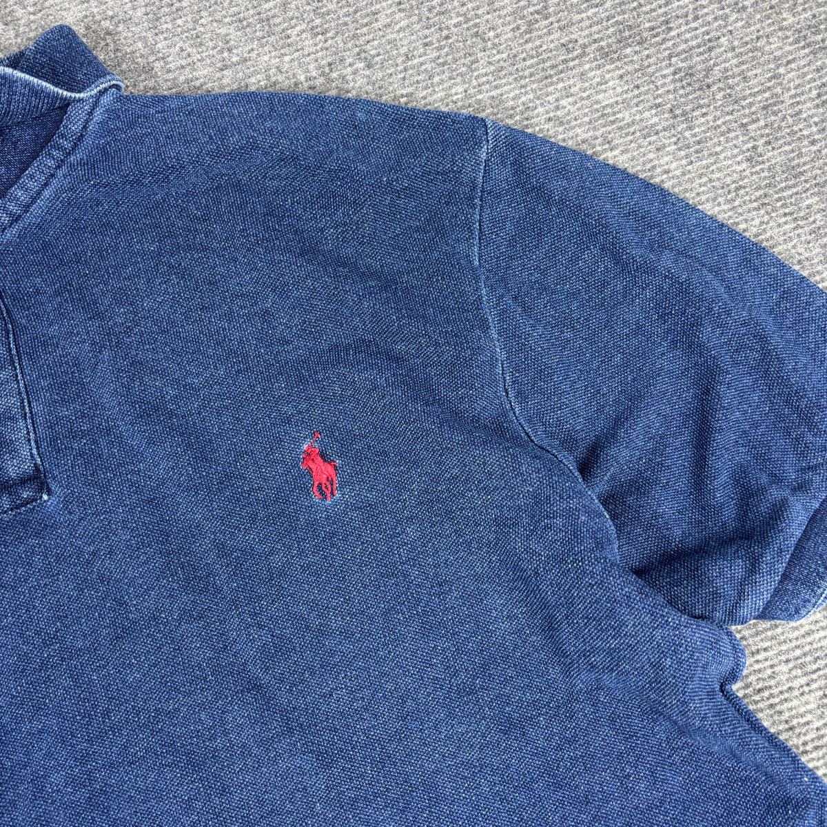Polo Ralph Lauren Polo Shirt Men's XL Blue Denim Textured T-shirt Golf Core