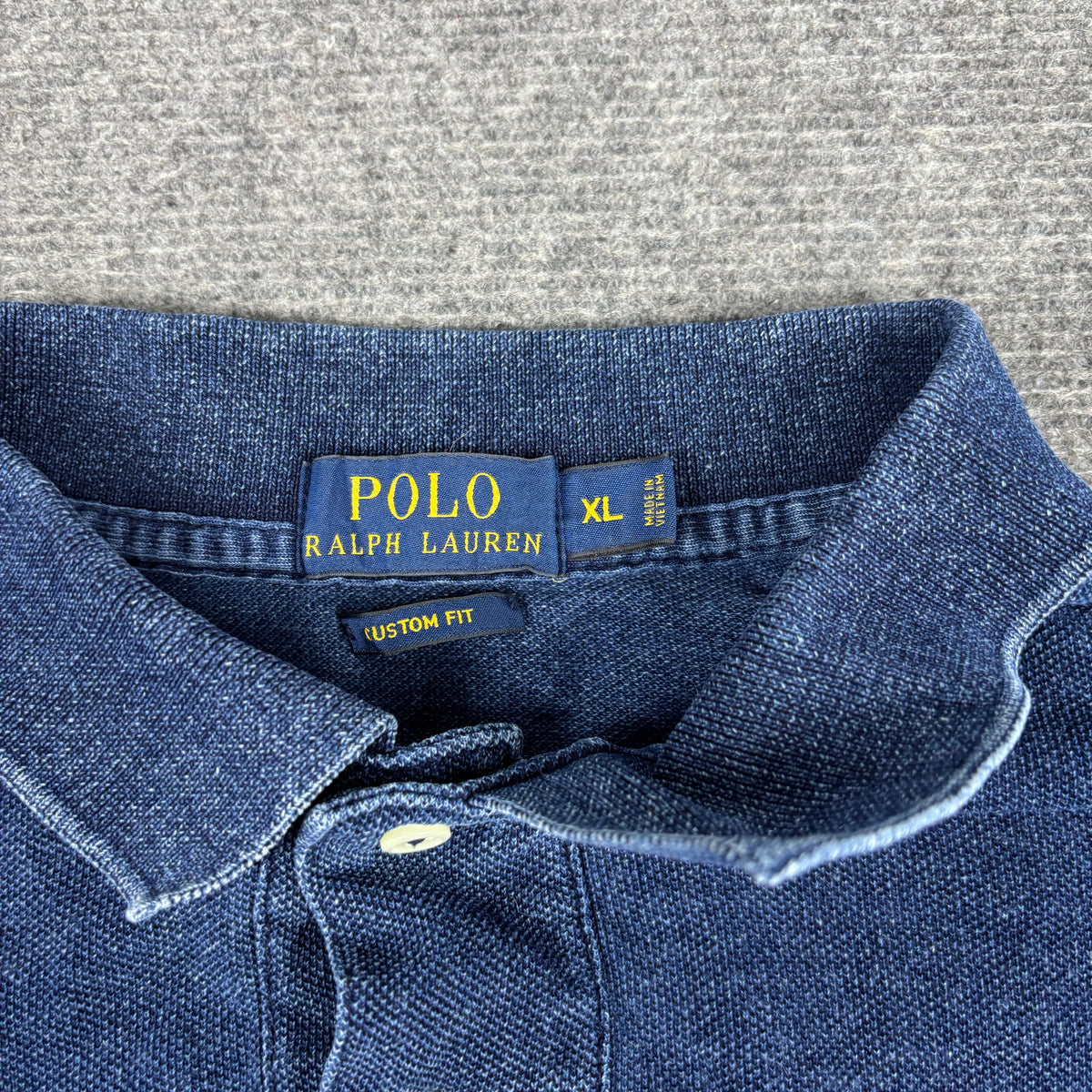 Polo Ralph Lauren Polo Shirt Men's XL Blue Denim Textured T-shirt Golf Core