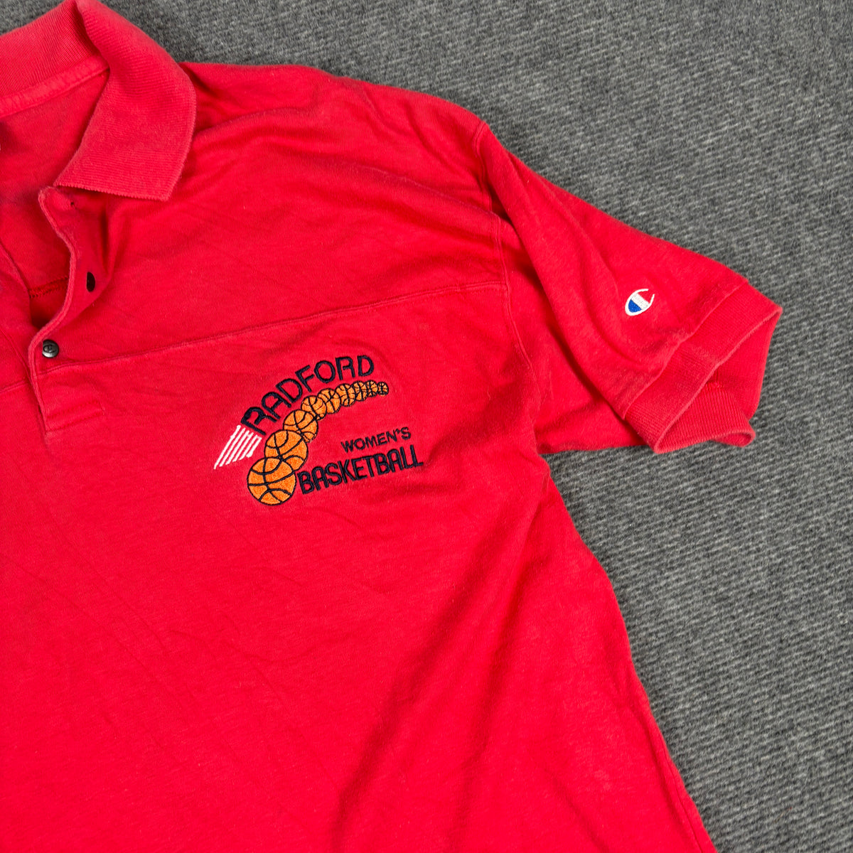 Vintage 90s Champion Basketball Polo Shirt Men's Large Red Sportwear