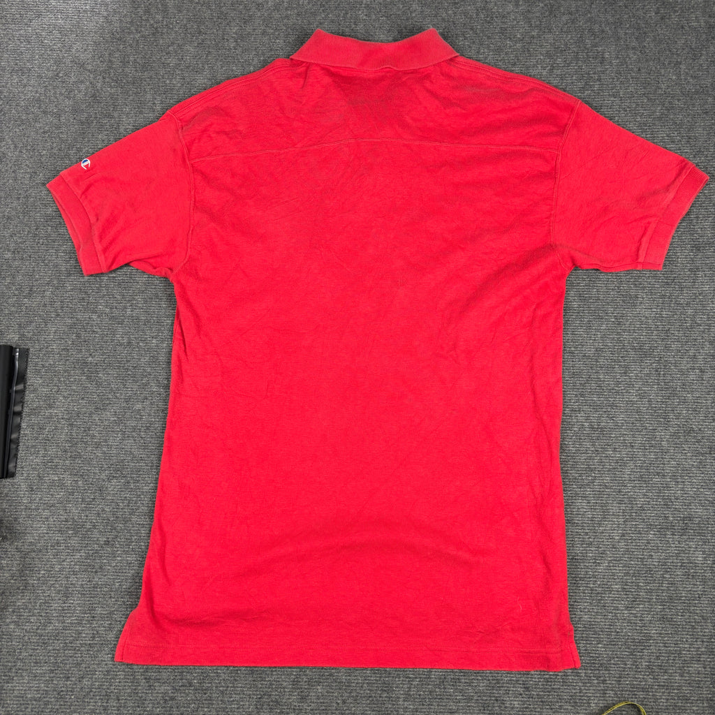 Vintage 90s Champion Basketball Polo Shirt Men's Large Red Sportwear