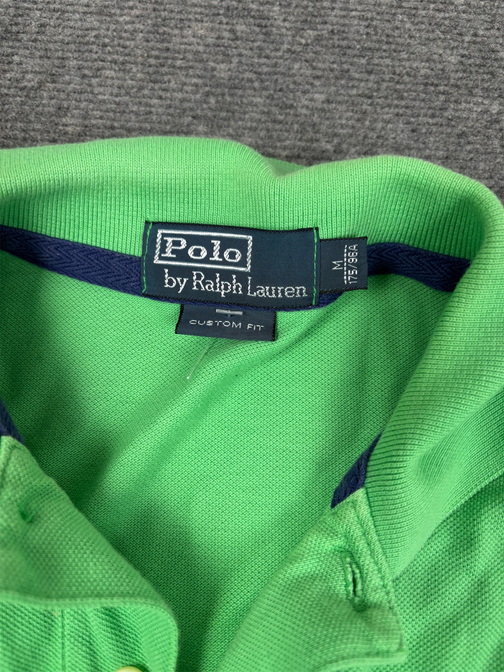 Vintage 90's Polo Ralph Lauren Polo Men's M Green Navy Double Mallet Embroiderd Logo Collared