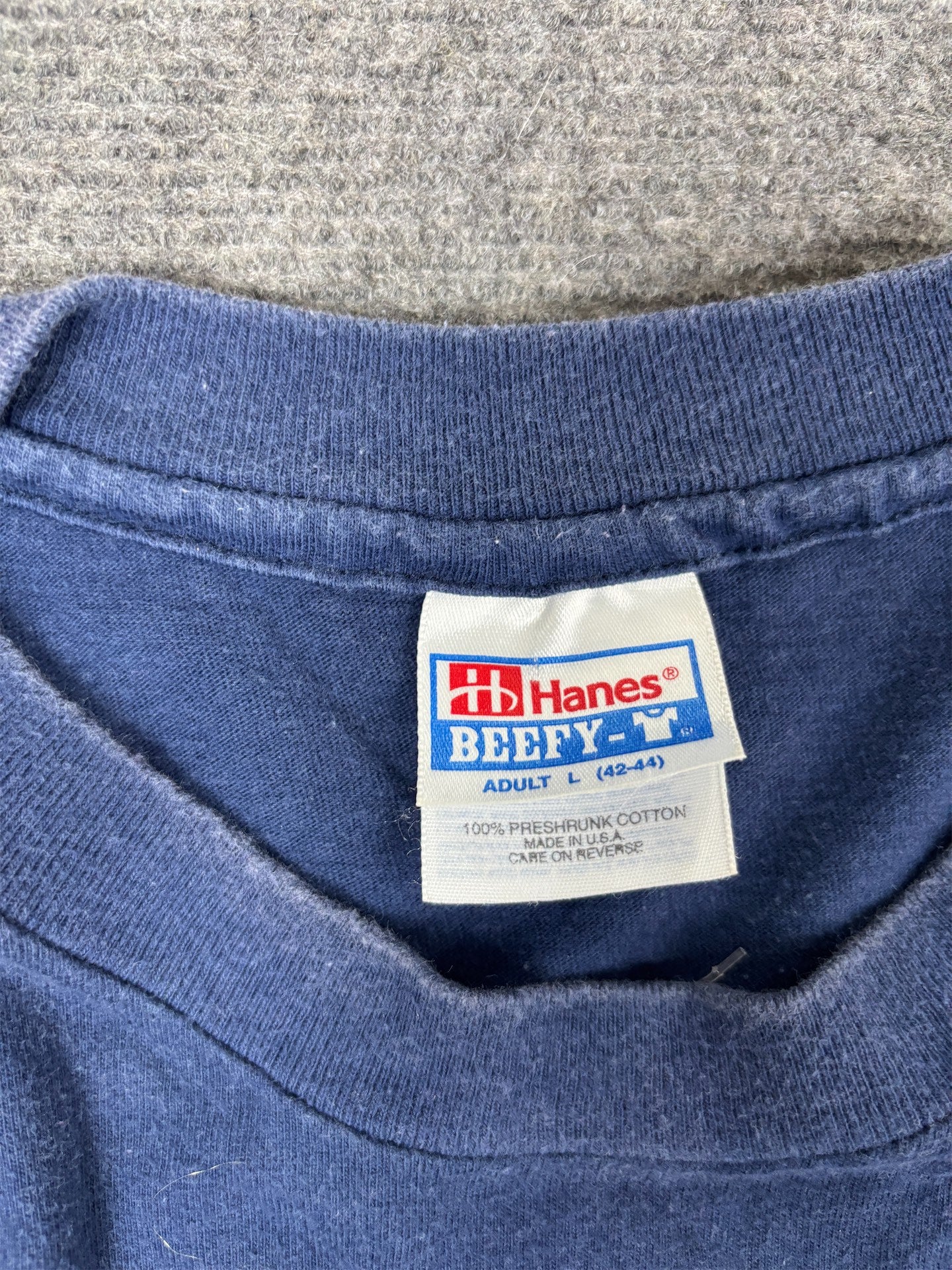 Vintage 90's Hanes Beefy T-shirt Men's L Navy Single Stitch San Diego Graphic Tee Crew Neck