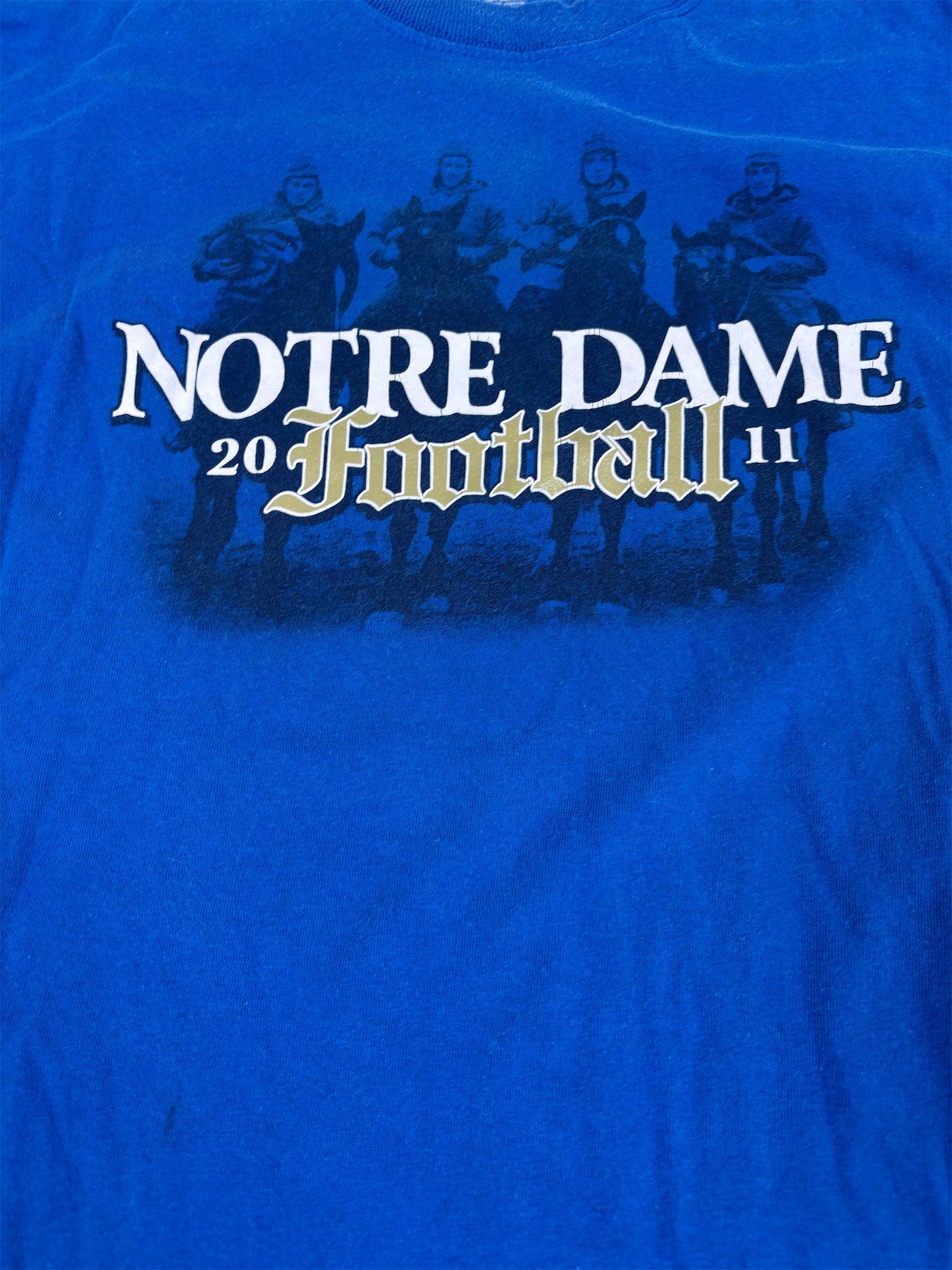 Vintage Adidas Notre Dame T-shirt Men's XL Blue Football Graphic Tee Crew Neck