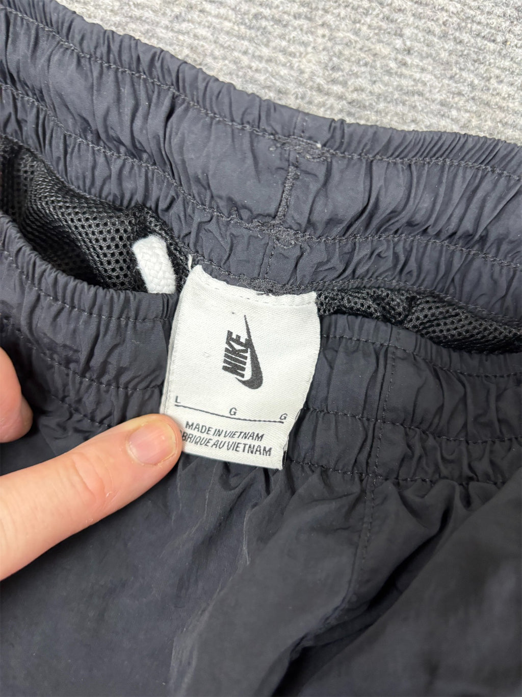 Classic Nike Track Pants Men's S Black Grey Piping Swosh Joggers Tapered