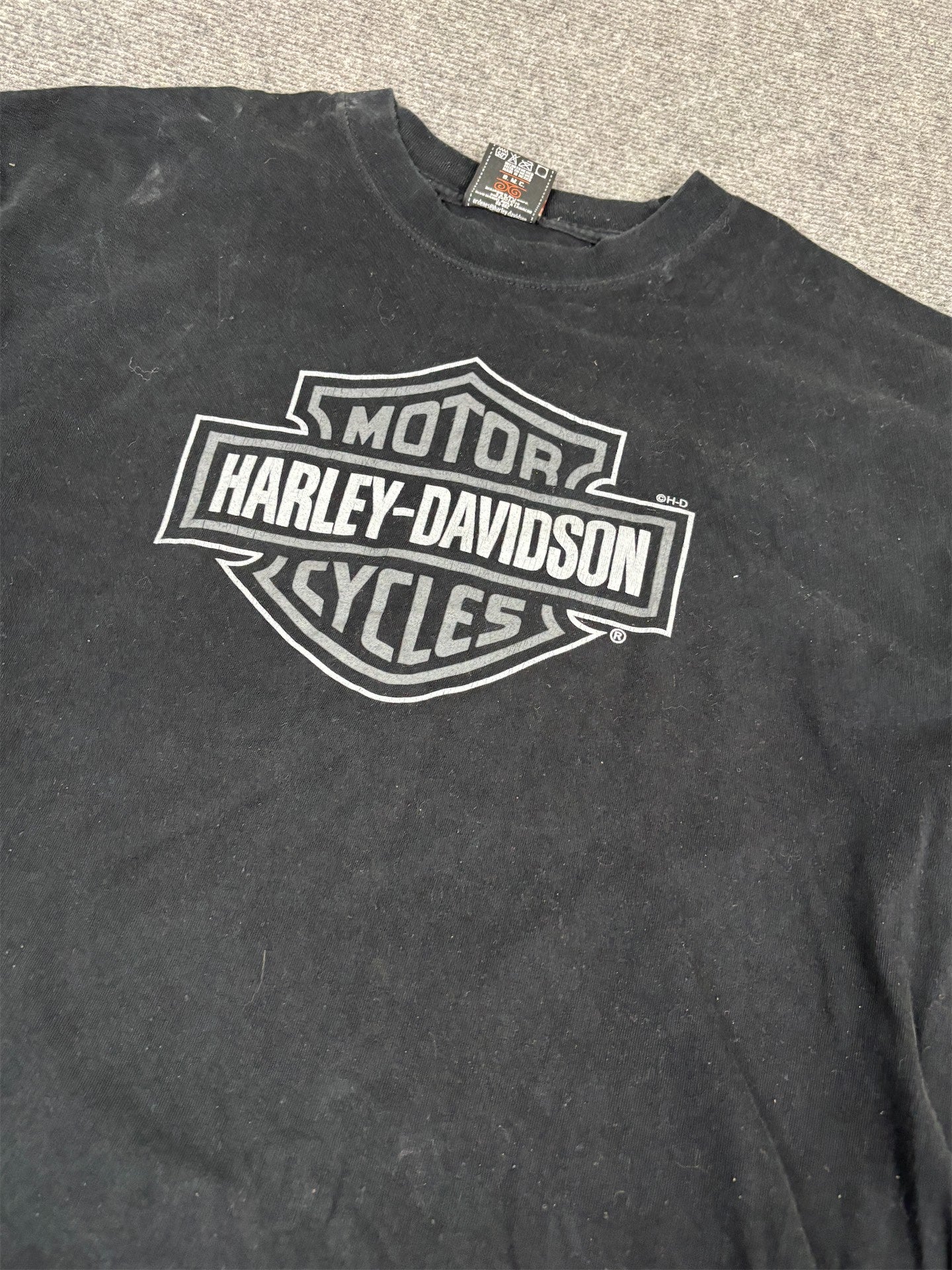 Vintage Y2K Harley Davidson T-shirt Men's XL Black Cancun Mexico Greyscale Graphic Tee Crew Neck