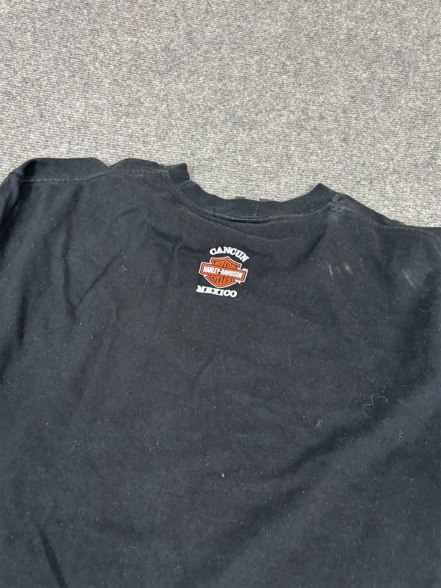 Vintage Y2K Harley Davidson T-shirt Men's XL Black Cancun Mexico Greyscale Graphic Tee Crew Neck