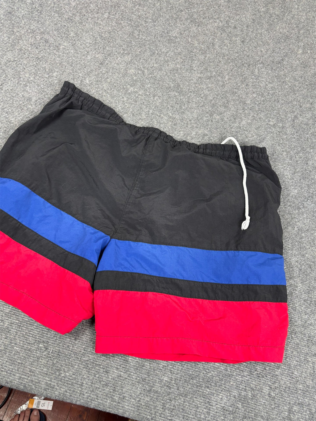 Vintage 90's Polo Sport Shorts Men's L Black Navy Red Swim Trunks Wide Leg