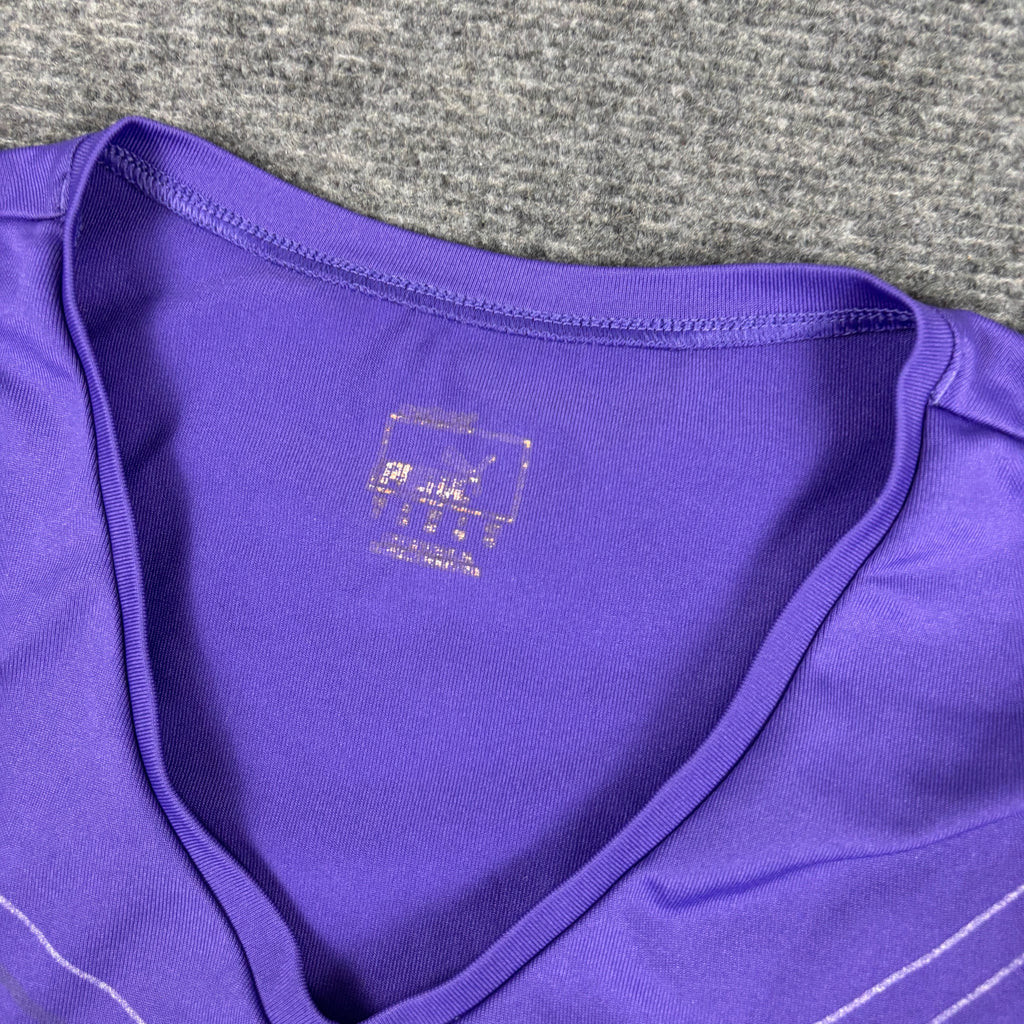 y2k Puma V-neck Activewear Top Women's Small Purple Silver Japan Stock