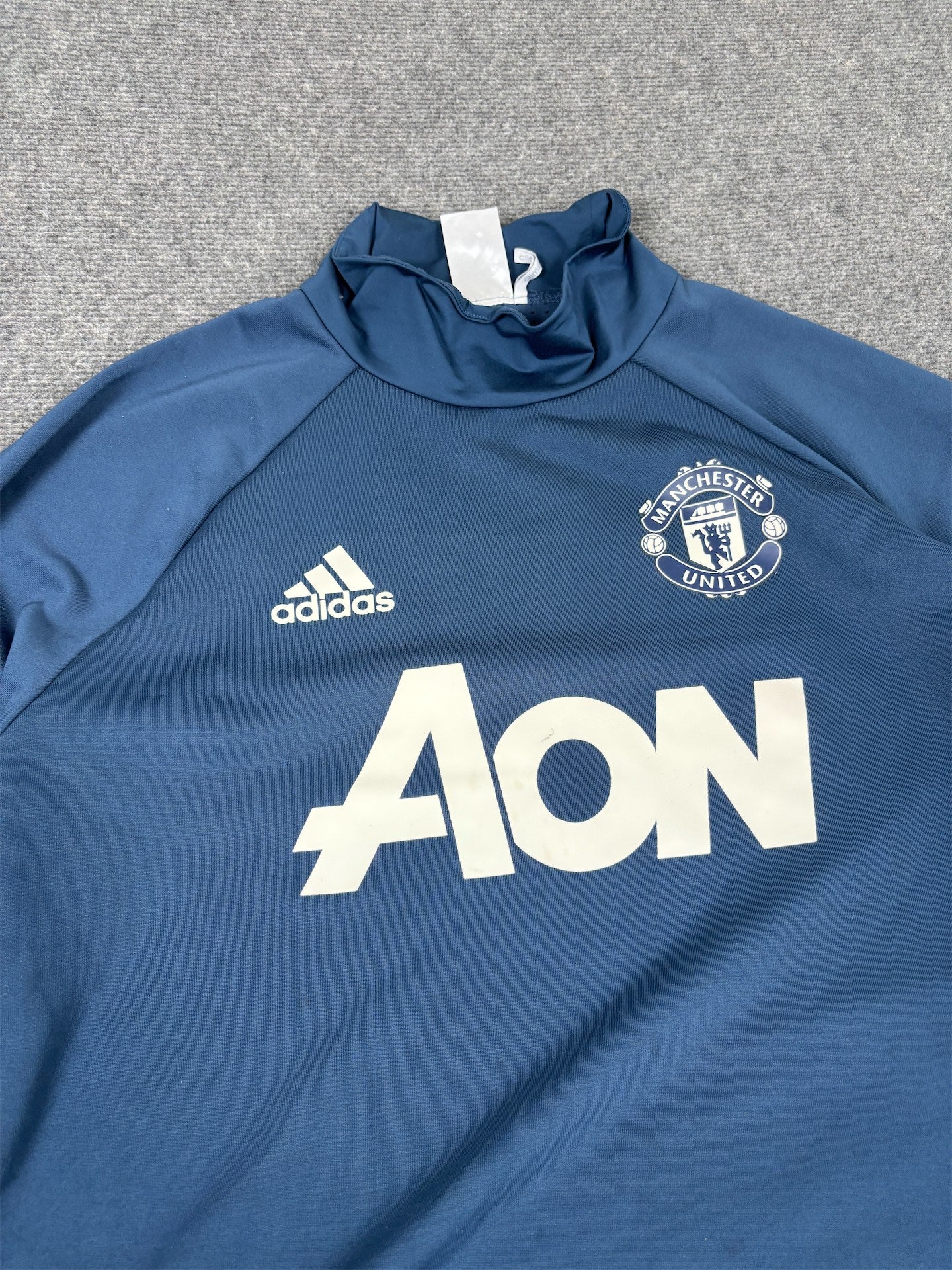 Adidas Manchester United Jersey Men's L Blue 2016 Long Sleeve Tee Mock Neck