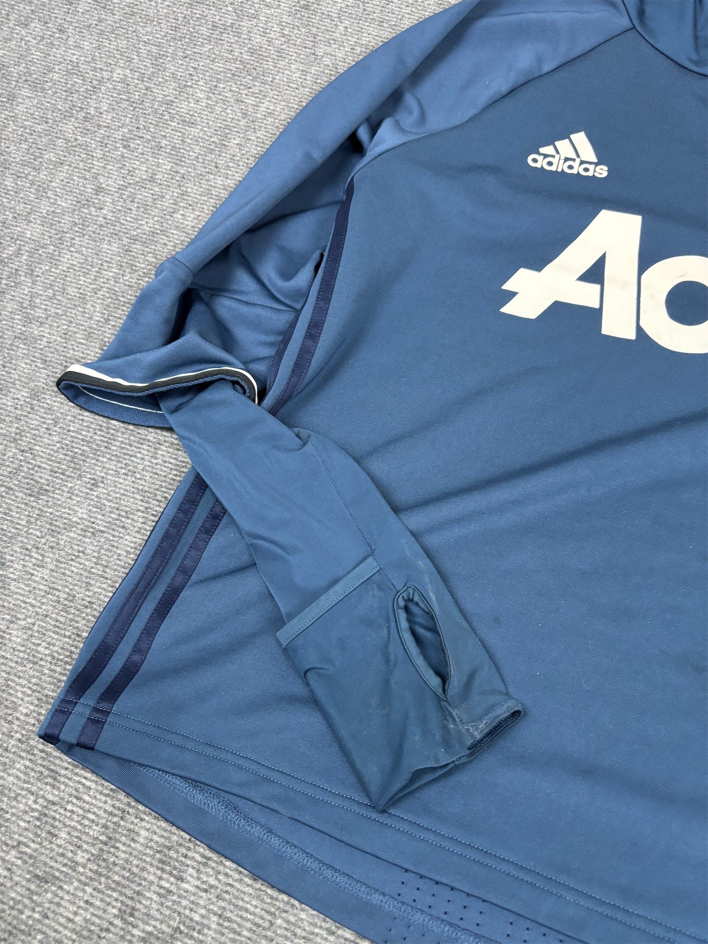 Adidas Manchester United Jersey Men's L Blue 2016 Long Sleeve Tee Mock Neck