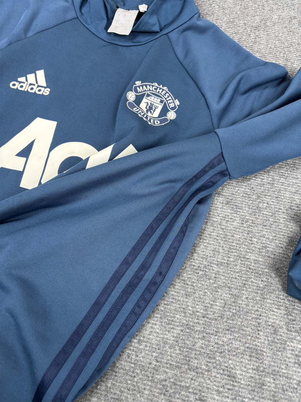 Adidas Manchester United Jersey Men's L Blue 2016 Long Sleeve Tee Mock Neck
