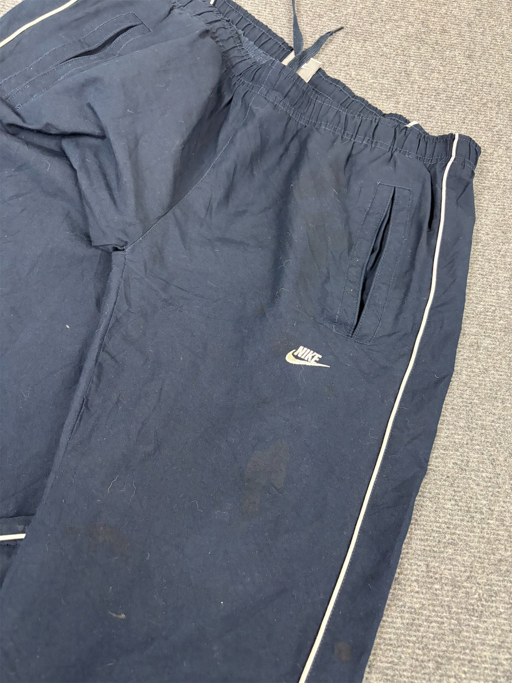 Vintage Y2K Nike Track Pants Women's L Navy White Double Piping Joggers Straight Leg