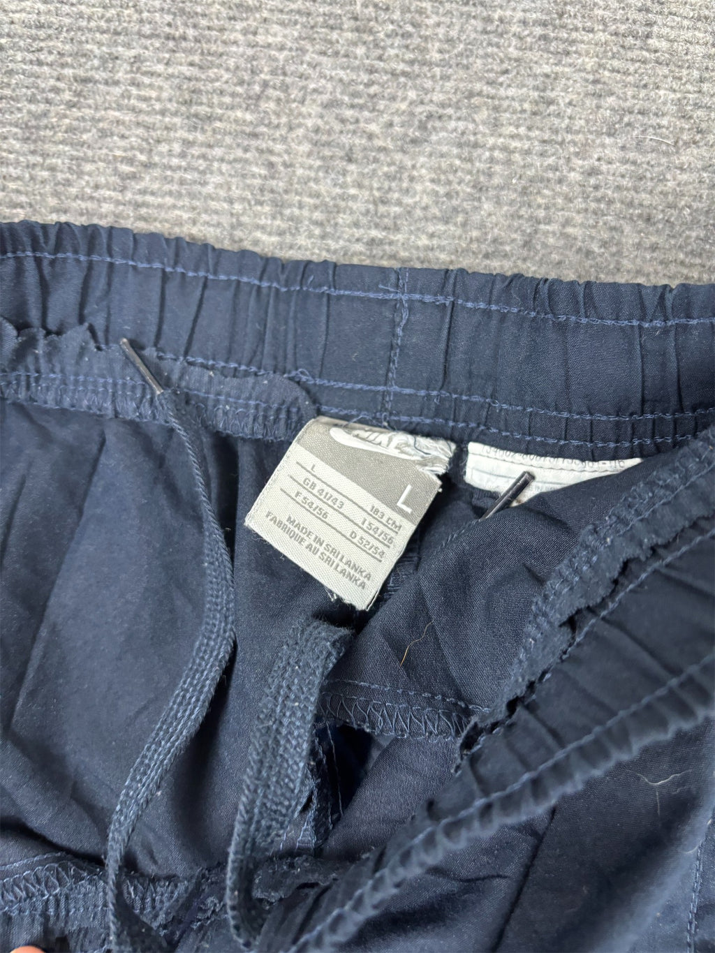 Vintage Y2K Nike Track Pants Women's L Navy White Double Piping Joggers Straight Leg
